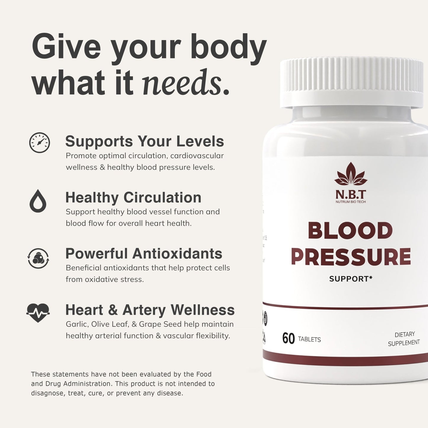 Blood Pressure Support 60 Tablets - Nutrum Biotech