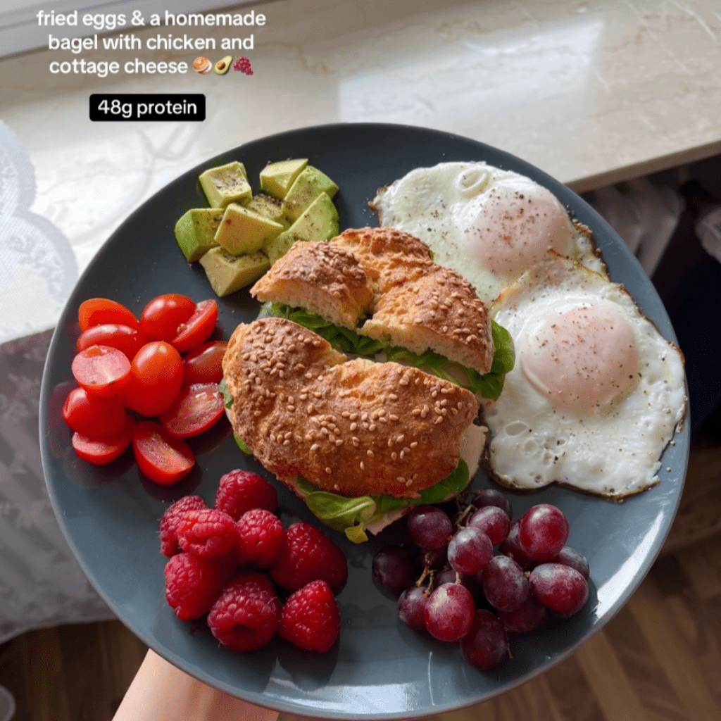 High-Protein Chicken; Egg Bagel Plate - Nutrum Biotech