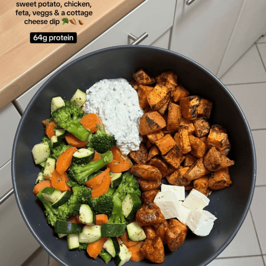 High-Protein Chicken Feta Sweet Potato Bowl - Nutrum Biotech