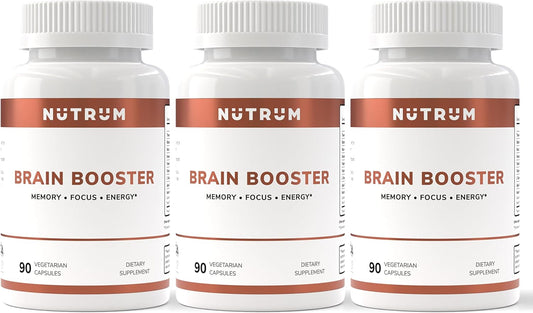 Brain Booster Nootropic Supplement Focus, Memory, Mental Clarity & Natural Energy Pack of 3 Free Shipping