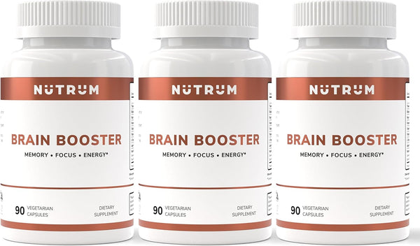 Brain Booster Nootropic Supplement Focus, Memory, Mental Clarity & Natural Energy Pack of 3 Free Shipping