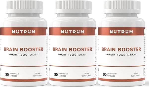 Brain Booster Nootropic Supplement Focus, Memory, Mental Clarity & Natural Energy Pack of 3 Free Shipping