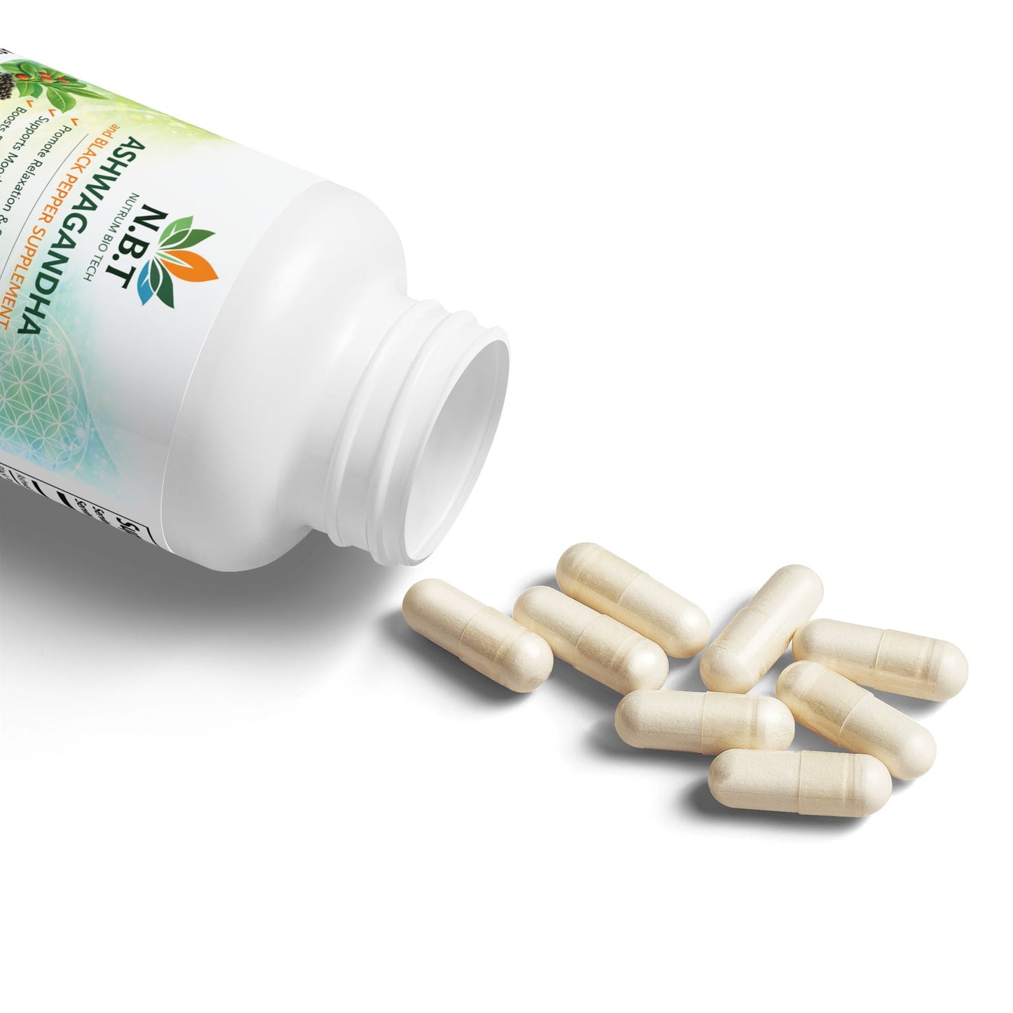 Ashwagandha and Black Pepper Supplement Non - GMO (60 capsules) - Nutrum Biotech