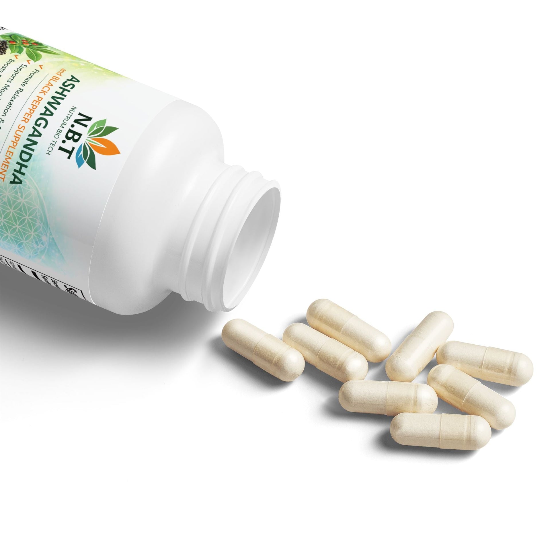 Ashwagandha and Black Pepper Supplement Non - GMO (60 capsules) - Nutrum Biotech