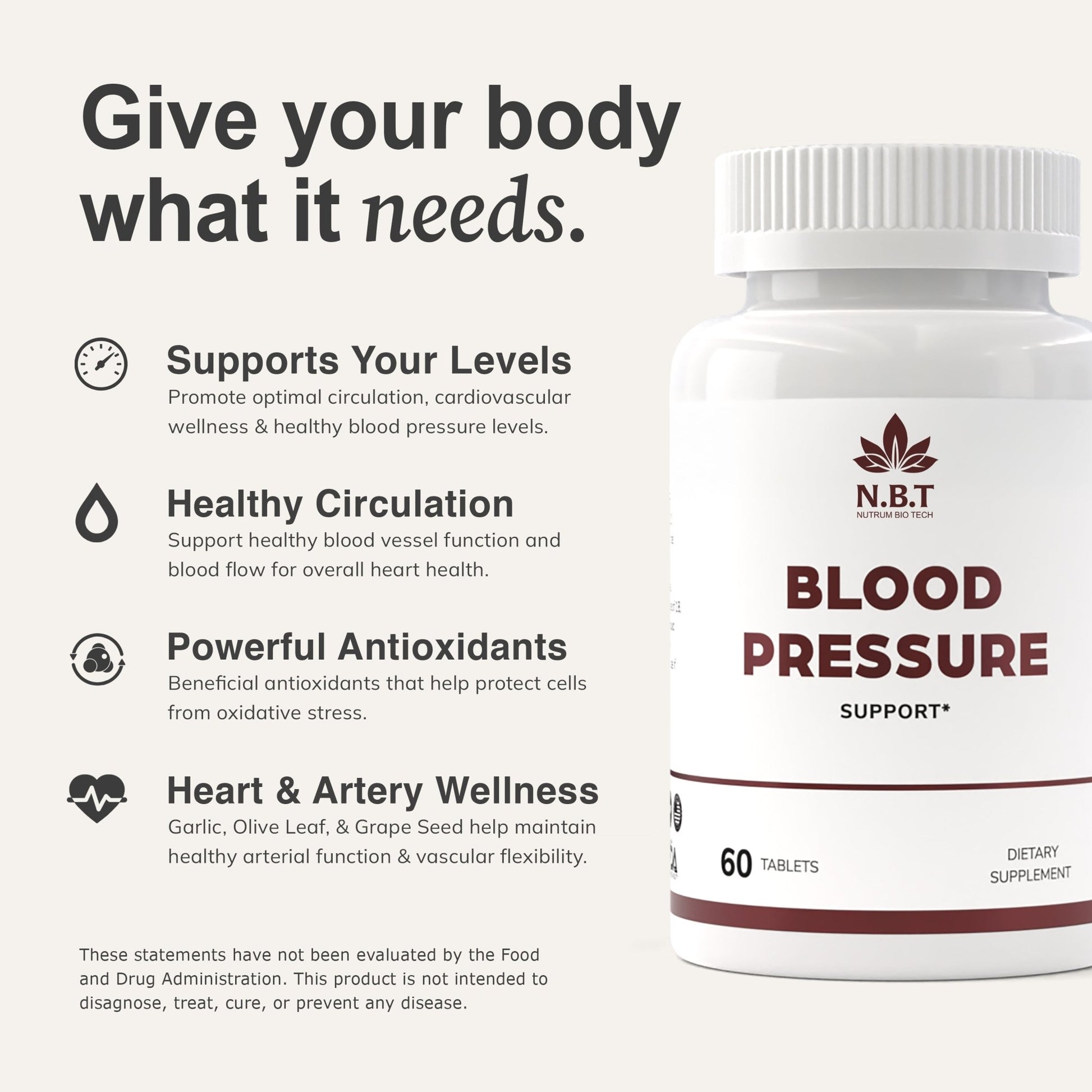 Blood Pressure Support 60 Tablets - Nutrum Biotech