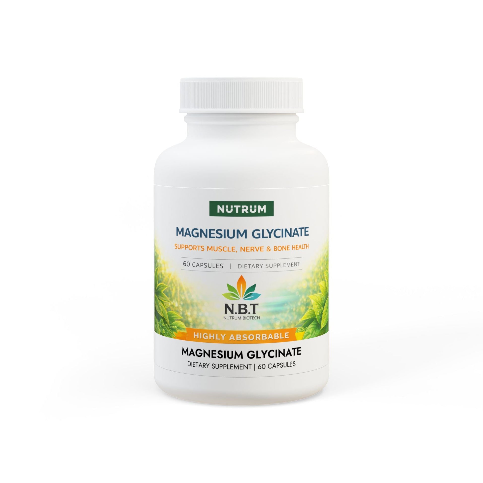 Magnesium Glycinate Supplement Vegan Capsules for Muscle & Daily Wellness - Nutrum Biotech