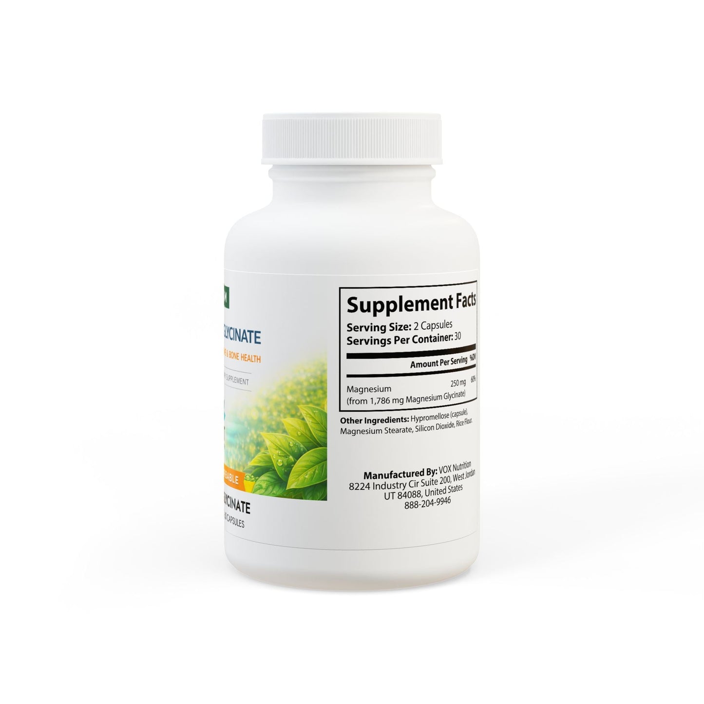 Magnesium Glycinate Supplement Vegan Capsules for Muscle & Daily Wellness - Nutrum Biotech