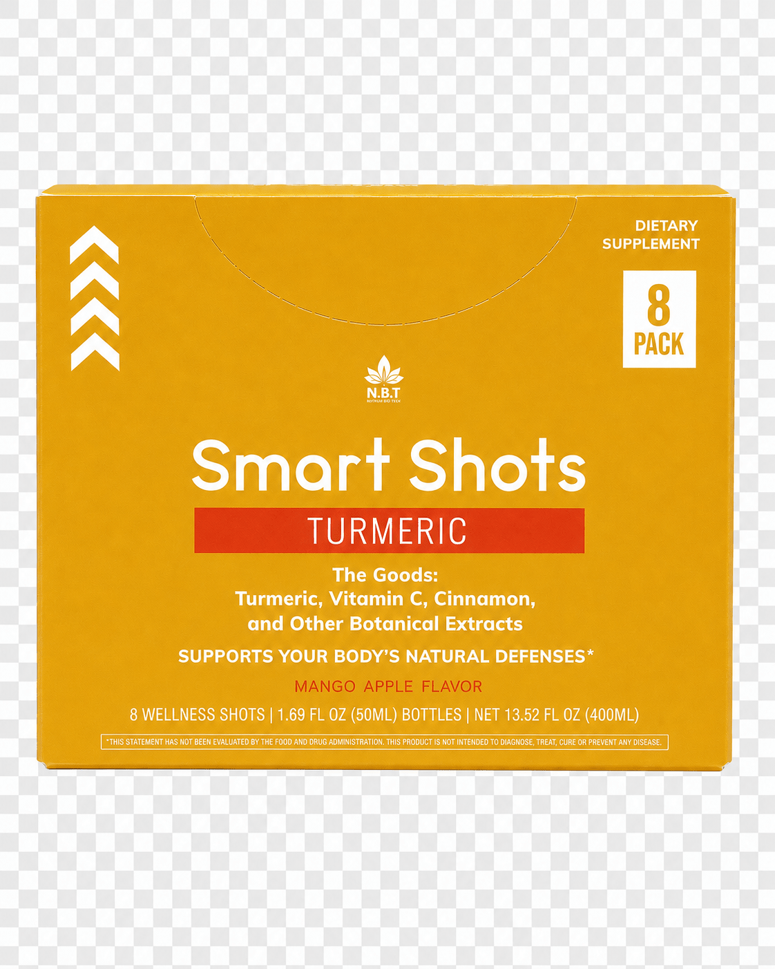 N.B.T. Turmeric Smart Shots – 8 Bottles, 1.7 fl oz Each - Nutrum Biotech
