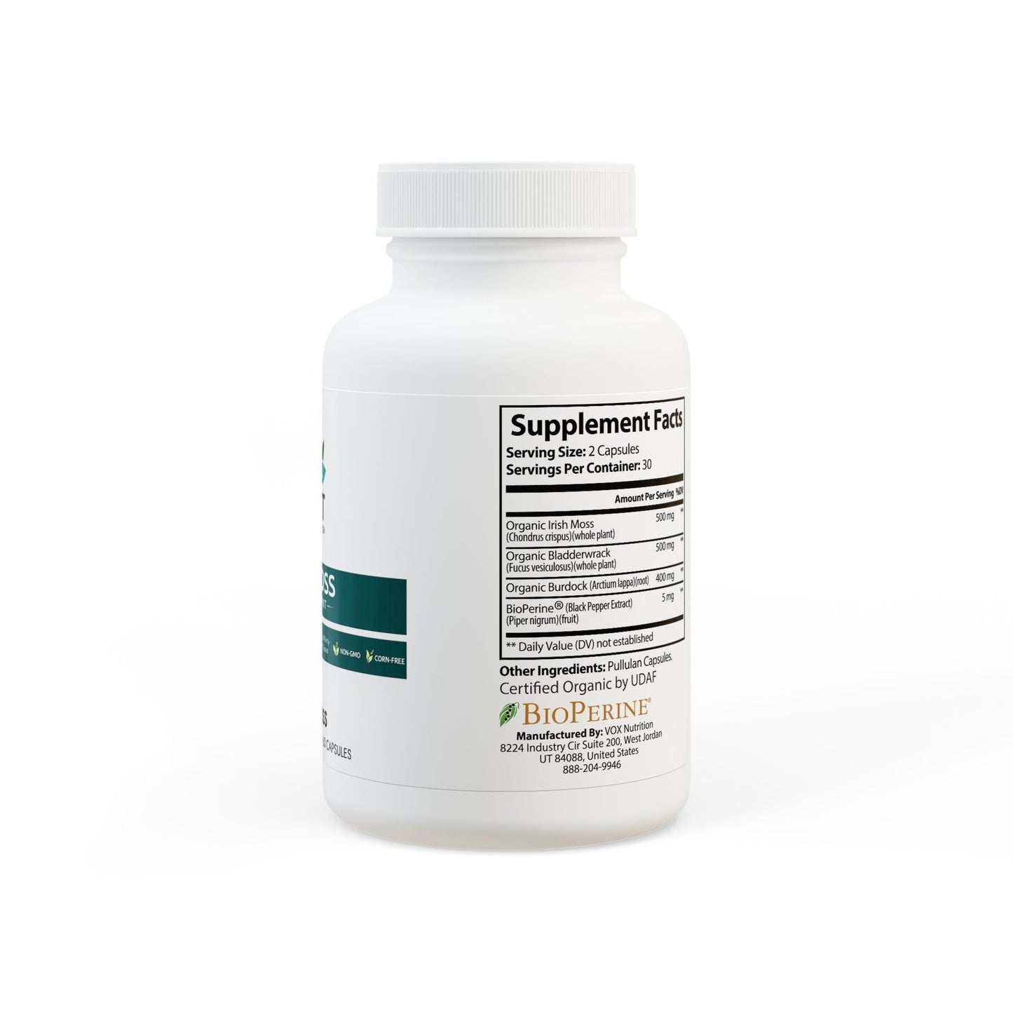 Organic Sea Moss Capsules with Burdock & Bladderwrack 92+ Essential Minerals Vegan, Non - GMO – 60 Capsules - Nutrum Biotech