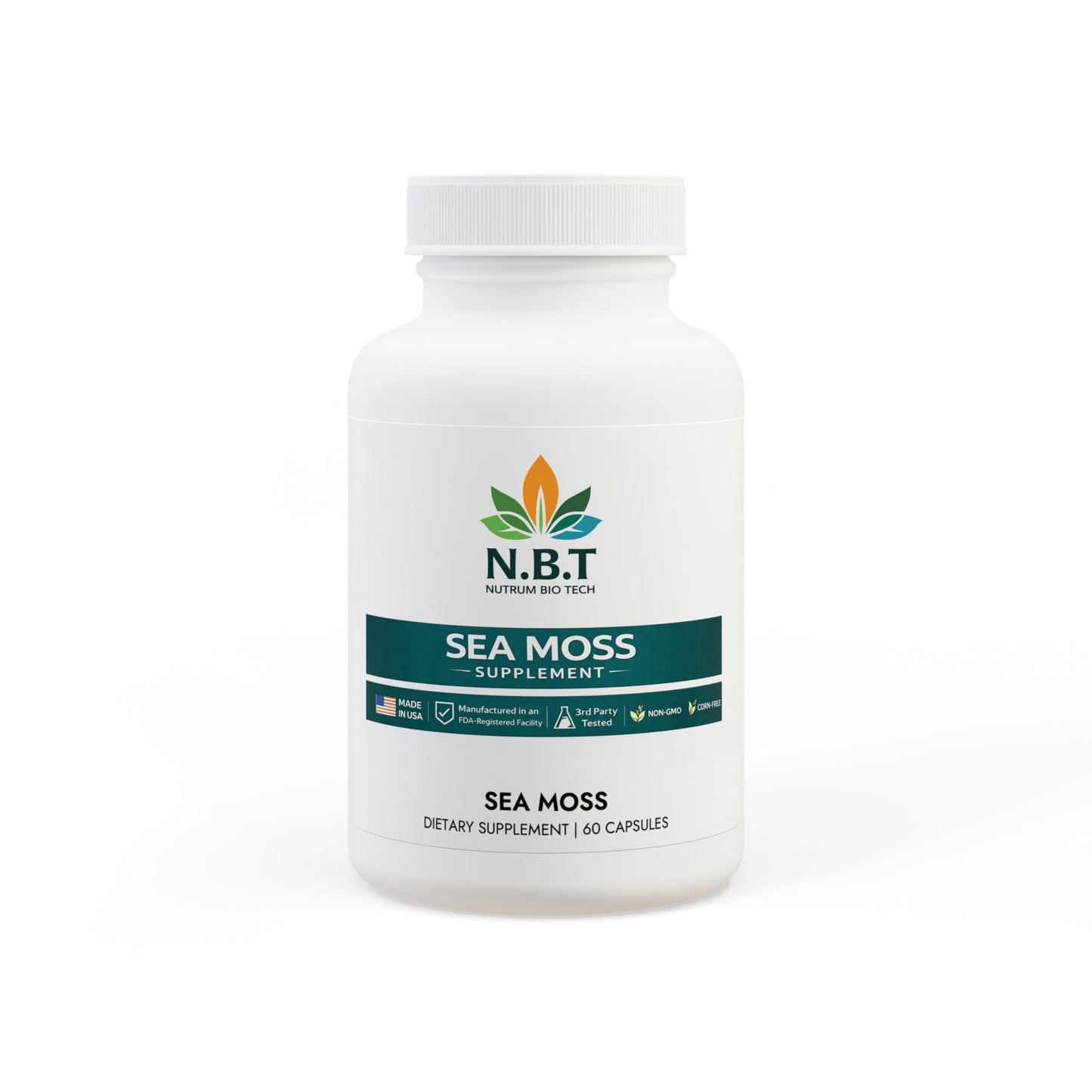 Organic Sea Moss Capsules with Burdock & Bladderwrack 92+ Essential Minerals Vegan, Non - GMO – 60 Capsules - Nutrum Biotech