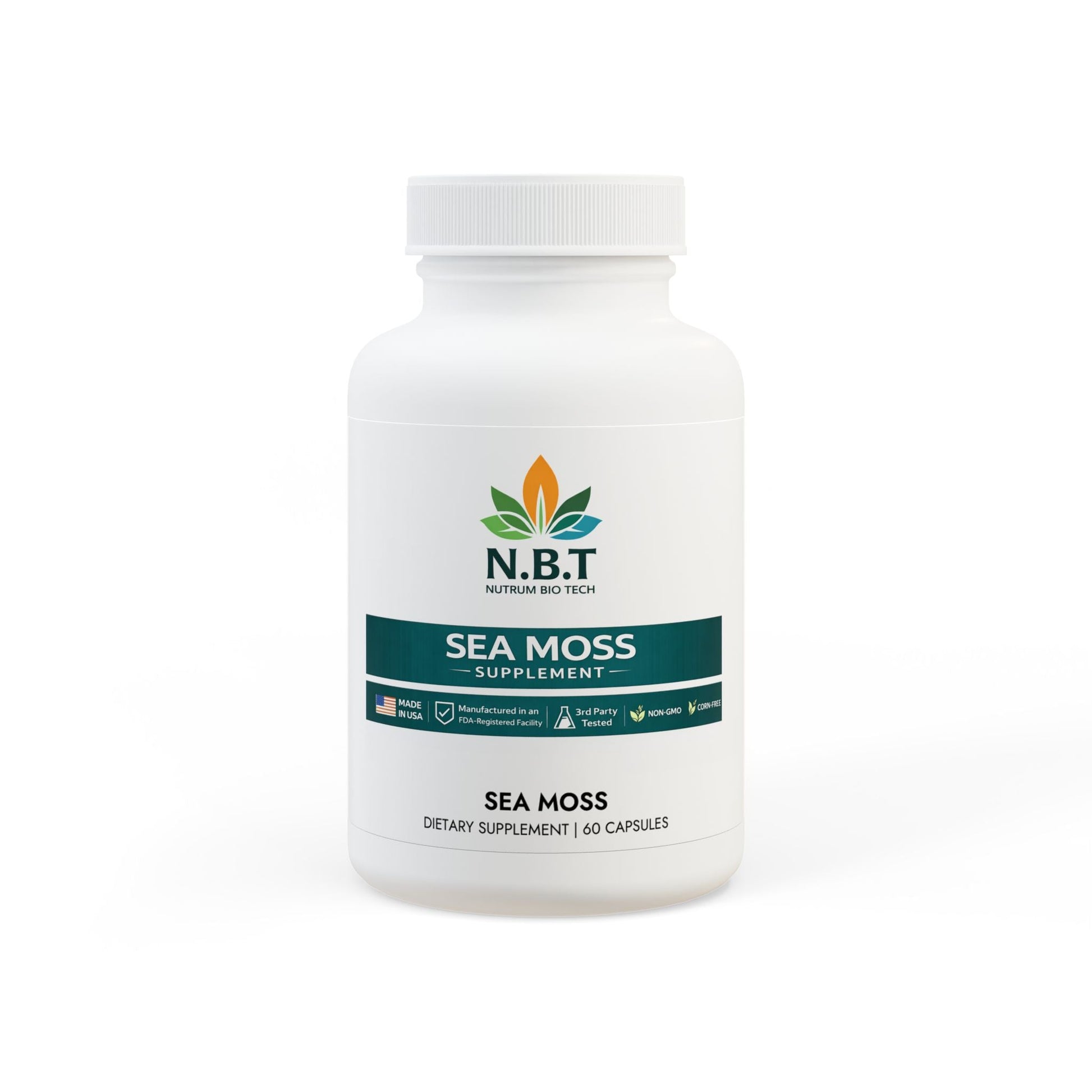 Organic Sea Moss Capsules with Burdock & Bladderwrack 92+ Essential Minerals Vegan, Non - GMO – 60 Capsules - Nutrum Biotech