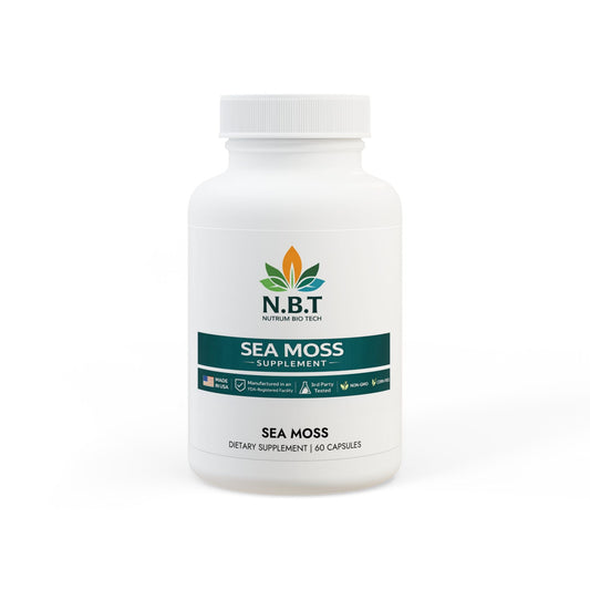 Organic Sea Moss Capsules with Burdock & Bladderwrack 92+ Essential Minerals Vegan, Non - GMO – 60 Capsules - Nutrum Biotech
