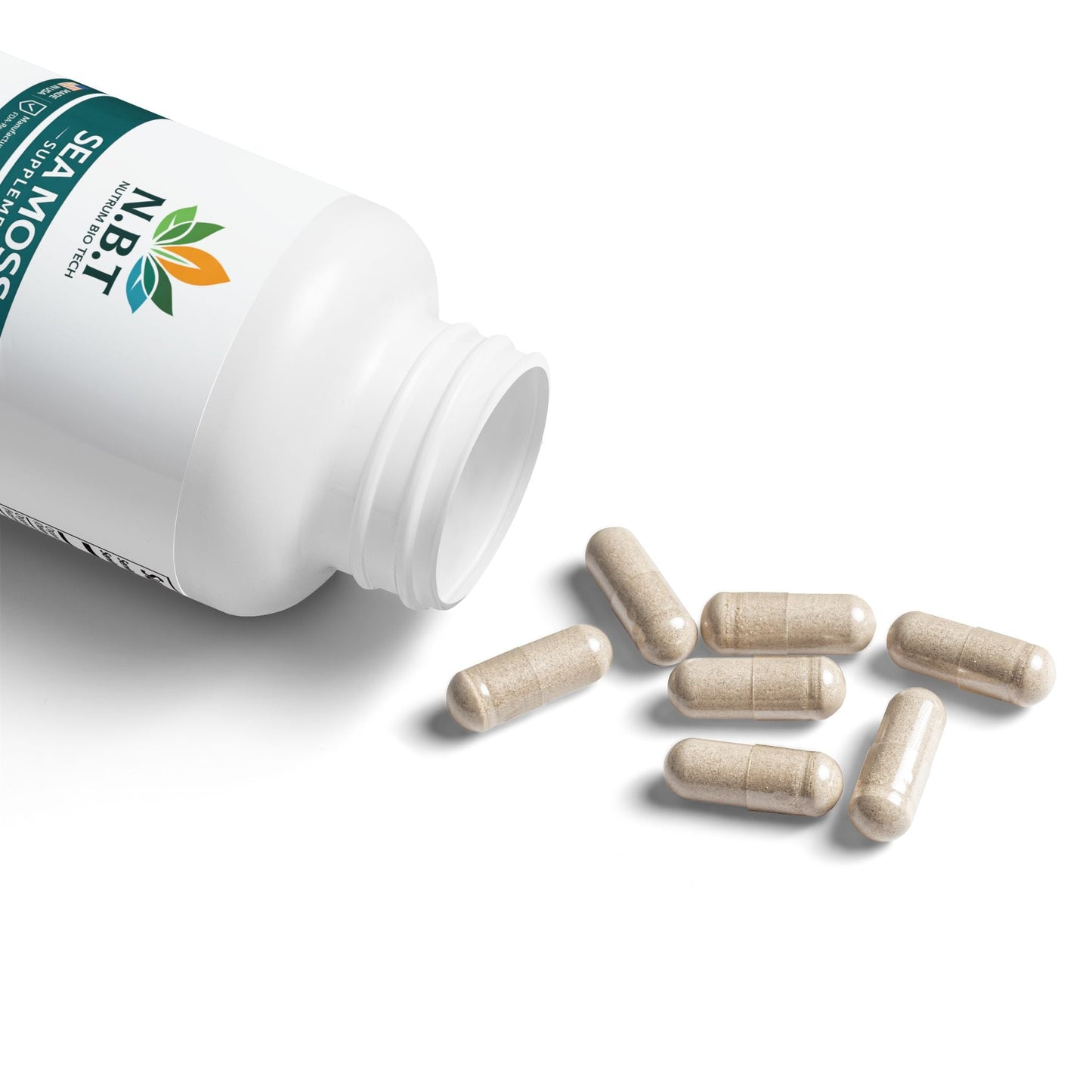 Organic Sea Moss Capsules with Burdock & Bladderwrack 92+ Essential Minerals Vegan, Non - GMO – 60 Capsules - Nutrum Biotech