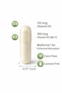 Vitamin D3 + K2 Supplement with BioPerine® (60 Capsules) - Nutrum Biotech